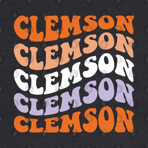 Clemson Retro Wave Font Design by Violet Ray Design